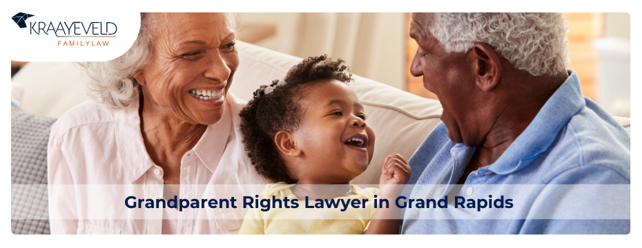 Grandparents playing with their grandchild in Grand Rapids