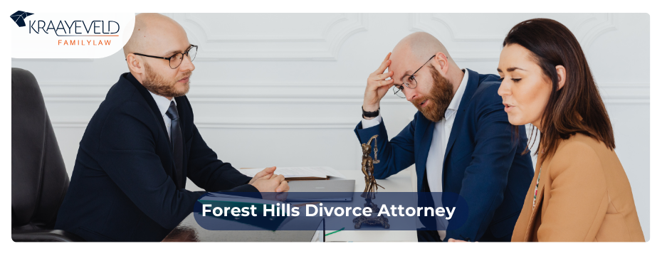 Couple getting a divorce in front of a lawyer